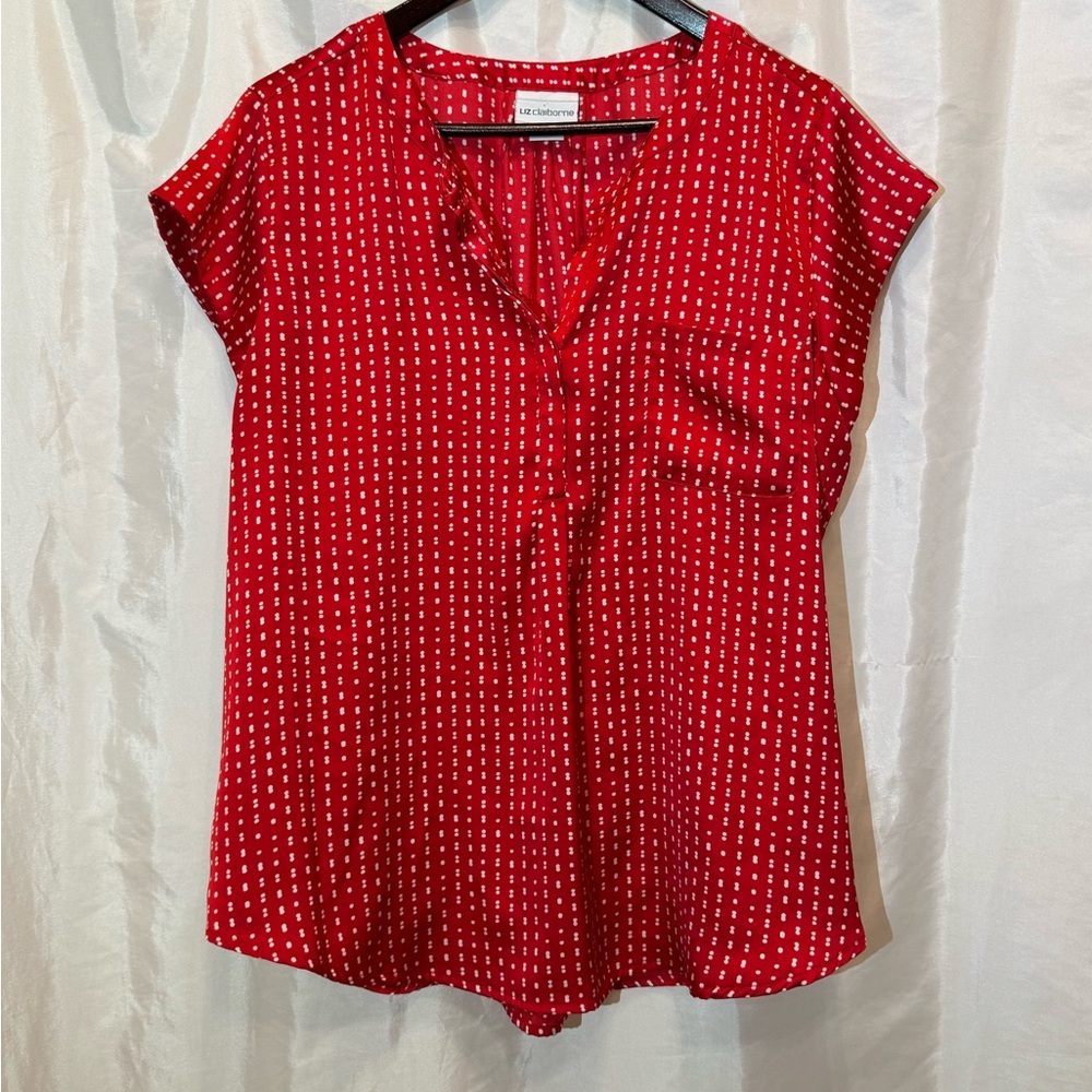 Liz Claiborne Red Polka Dot Blouse Size XL
